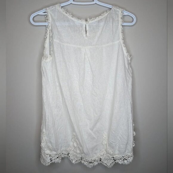 Bellambra Italian 100 Linen White Lace Detail Sleeveless Blouse Women Small - Picture 2 of 11